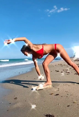 2. Erotic Olivia Dunne in Red Bikini at the Beach