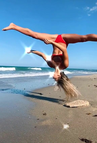 4. Erotic Olivia Dunne in Red Bikini at the Beach