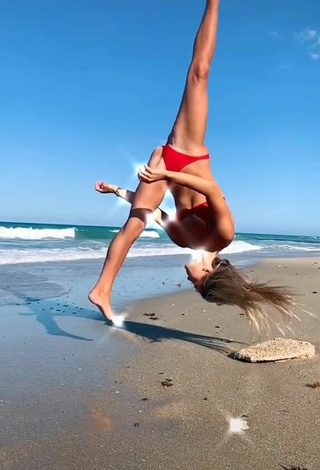 5. Erotic Olivia Dunne in Red Bikini at the Beach