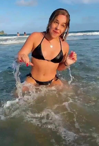 4. Sexy Lorella Verta in Black Bikini at the Beach