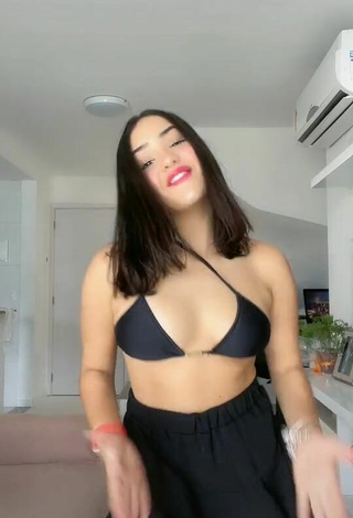 Cute Lorrayne Oliveira in Black Bikini Top