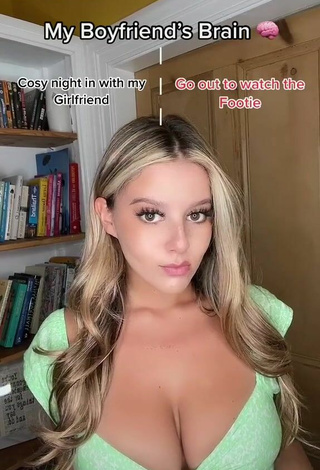 4. Hot Maddie Davies Shows Cleavage in Green Top