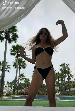 2. Sexy Manon Pasquier in Black Bikini at the Pool