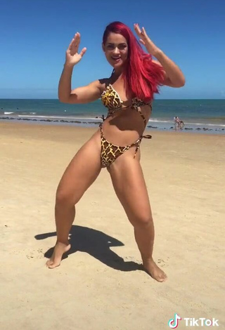 3. Really Cute Mayca Delduque in Leopard Bikini at the Beach
