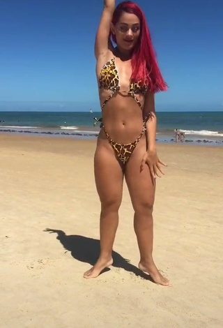 4. Really Cute Mayca Delduque in Leopard Bikini at the Beach