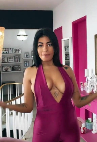 Sexy MC Lya Shows Cleavage and Bouncing Boobs in Violet Overall