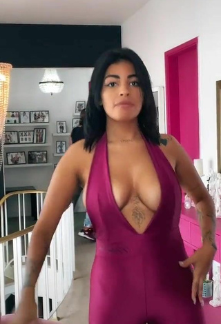 4. Sexy MC Lya Shows Cleavage and Bouncing Boobs in Violet Overall