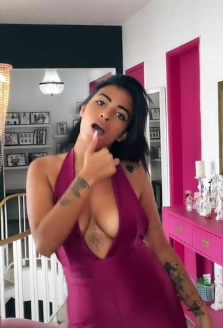 5. Sexy MC Lya Shows Cleavage and Bouncing Boobs in Violet Overall