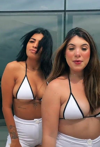 Beautiful MC Lya Shows Cleavage in Sexy White Bikini Top