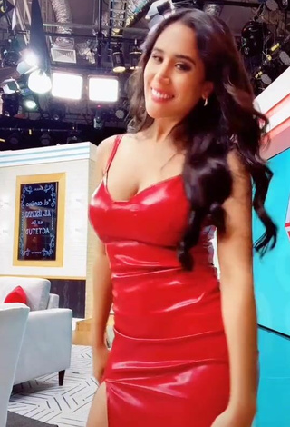 Sexy Melissa Paredes Shows Cleavage in Red Dress