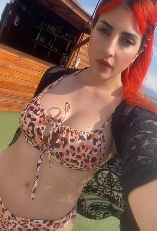 2. Sexy Mia Coloridas Shows Cleavage in Leopard Bikini
