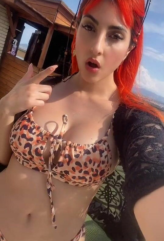 4. Sexy Mia Coloridas Shows Cleavage in Leopard Bikini