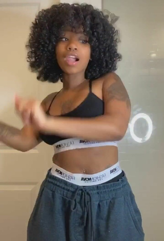 4. Sexy Mikeila Jones in Black Sport Bra and Bouncing Boobs