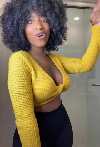 5. Sweet Mikeila Jones in Cute Yellow Crop Top and Bouncing Breasts