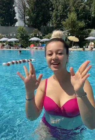 3. Cute Miray Aktağ in Red Bikini at the Pool
