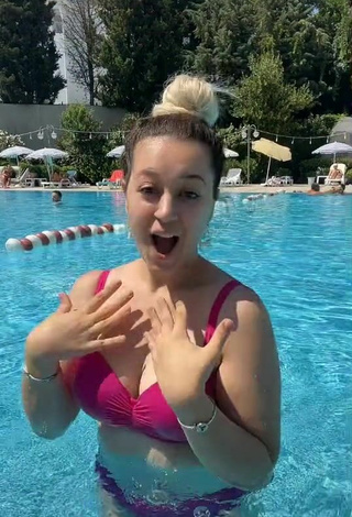4. Cute Miray Aktağ in Red Bikini at the Pool