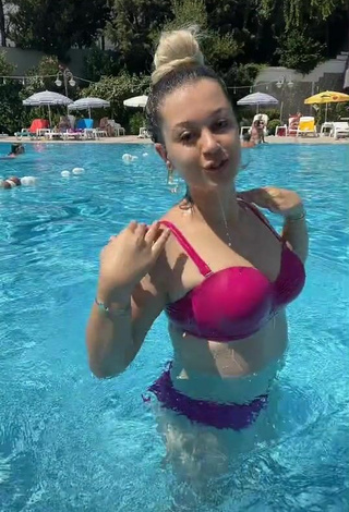 Sexy Miray Aktağ in Pink Bikini at the Swimming Pool