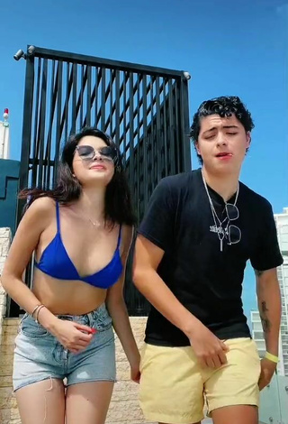 Sexy Michelle Mendizábal in Blue Bikini Top