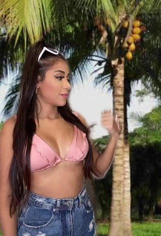 Sexy Nanda Caroll Shows Cleavage in Pink Bikini Top