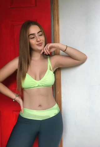 Erotic Nicolle Figueroa Shows Cleavage in Light Green Sport Bra and Bouncing Boobs