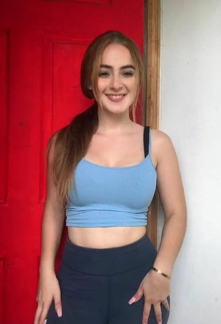 2. Really Cute Nicolle Figueroa Shows Cleavage in Blue Crop Top and Bouncing Boobs