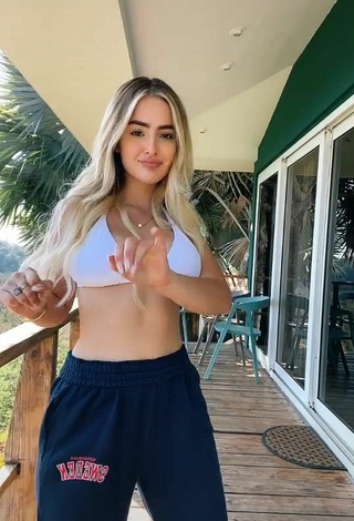 5. Seductive Nicolle Figueroa Shows Cleavage in White Bikini Top on the Balcony and Bouncing Boobs