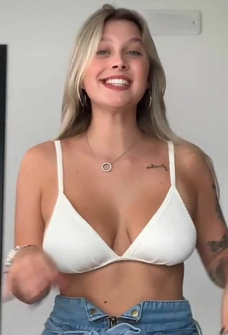 Sexy Nina Castanheira Shows Cleavage in White Bikini Top and Bouncing Breasts