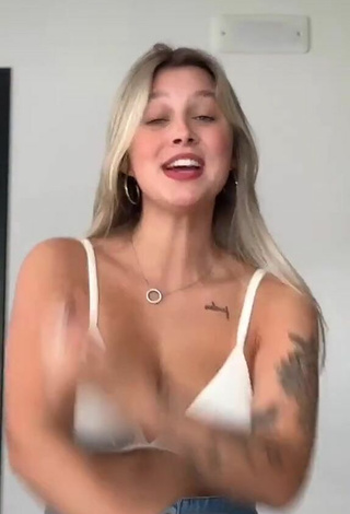 2. Sexy Nina Castanheira Shows Cleavage in White Bikini Top and Bouncing Breasts