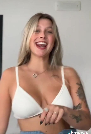 4. Sexy Nina Castanheira Shows Cleavage in White Bikini Top and Bouncing Breasts