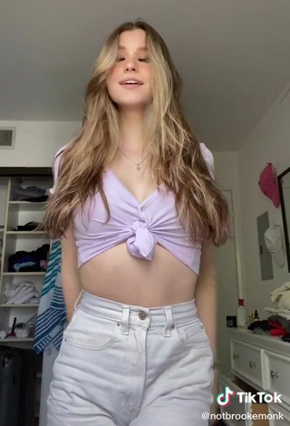 3. Sexy Brooke Monk Shows Cleavage in Purple Crop Top