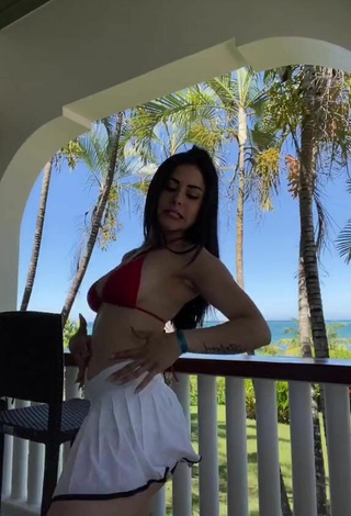 5. Sexy Ónice Flores Shows Cleavage in Red Bikini Top and Bouncing Boobs
