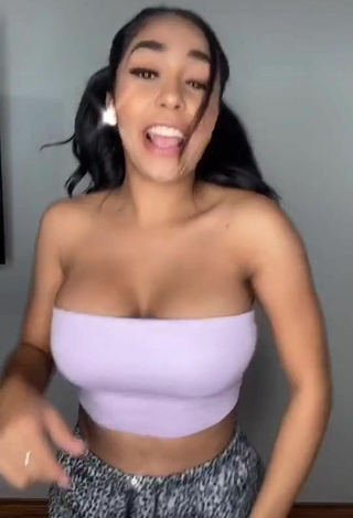 2. Hot Pao Castillo Shows Cleavage in Purple Tube Top and Bouncing Boobs
