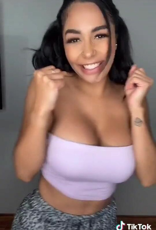 5. Hot Pao Castillo Shows Cleavage in Purple Tube Top and Bouncing Boobs