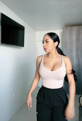 Sexy Pao Castillo Shows Cleavage in Grey Top and Bouncing Breasts