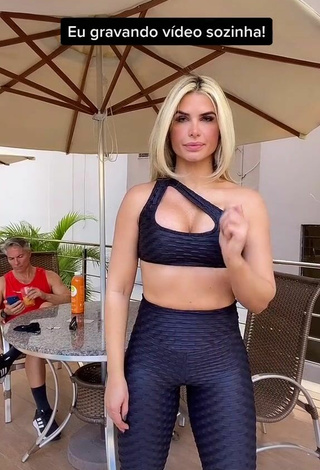 Sexy Pricylla Pedrosa Shows Cleavage in Black Sport Bra