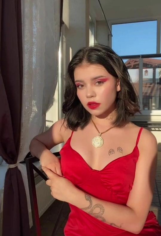 Hot Regina Isaenko in Red Dress