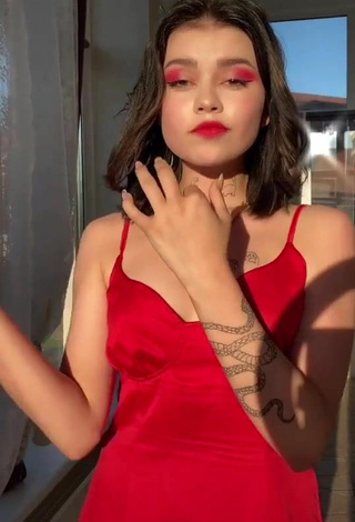 Sexy Regina Isaenko in Red Dress