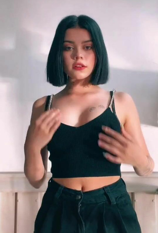 Sexy Regina Isaenko Shows Cleavage in Black Crop Top and Bouncing Boobs