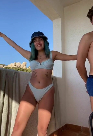 3. Sexy Rosalba Andolfi in Grey Bikini on the Balcony