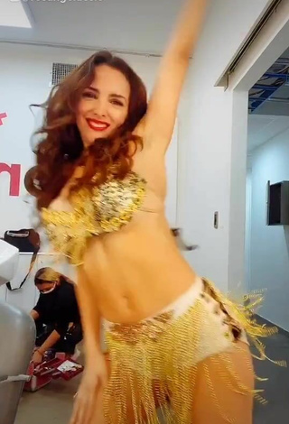 3. Hot Rosángela Espinoza Shows Cleavage in Golden Bra
