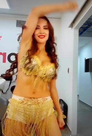 4. Hot Rosángela Espinoza Shows Cleavage in Golden Bra