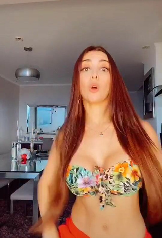 Sweet Rosángela Espinoza Shows Cleavage in Cute Floral Bikini Top