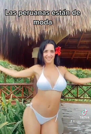 3. Adorable Rosángela Espinoza Shows Cleavage in Seductive White Bikini