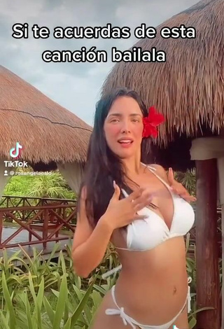 3. Really Cute Rosángela Espinoza Shows Cleavage in White Bikini