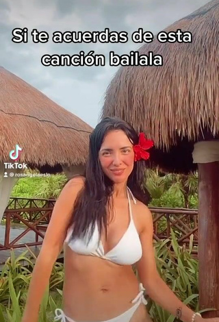 5. Really Cute Rosángela Espinoza Shows Cleavage in White Bikini