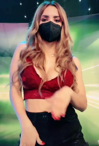 4. Erotic Rosángela Espinoza Shows Cleavage in Red Crop Top