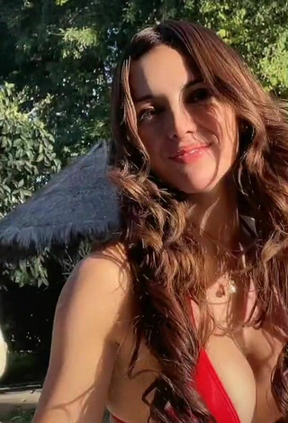 3. Sweetie Rosángela Espinoza Shows Cleavage in Red Bikini Top