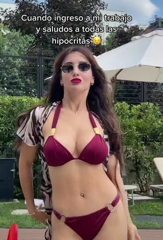 4. Sexy Rosángela Espinoza Shows Cleavage in Red Bikini at the Swimming Pool