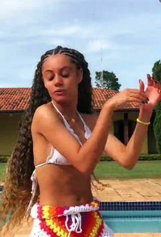 Seductive Sandra Costa in White Bikini Top at the Pool