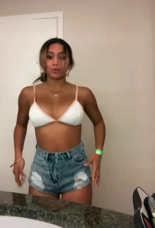 2. Sexy Shayla Marie Shows Cleavage in White Bikini Top and Bouncing Breasts